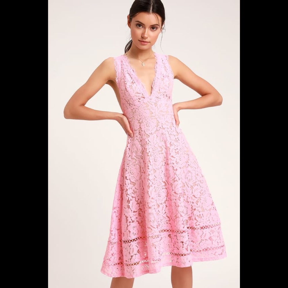 Lulus Pink Lace Dress